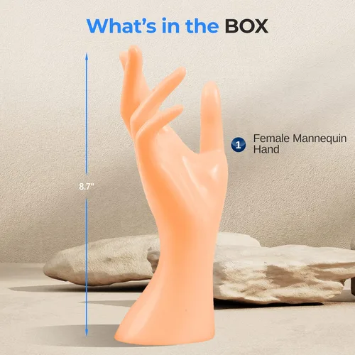 Vista 2 de SereneLife Soporte de exhibición de mano para joyas, mano de maniquí femenino larga extendida, organizador de tono de piel para accesorios, adecuado