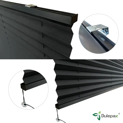 Vista 5 de Dulepax Persianas plisadas, 14 pulgadas de ancho x 24 pulgadas de largo, color negro, para caravana, remolques de viaje, ventana de autocaravana