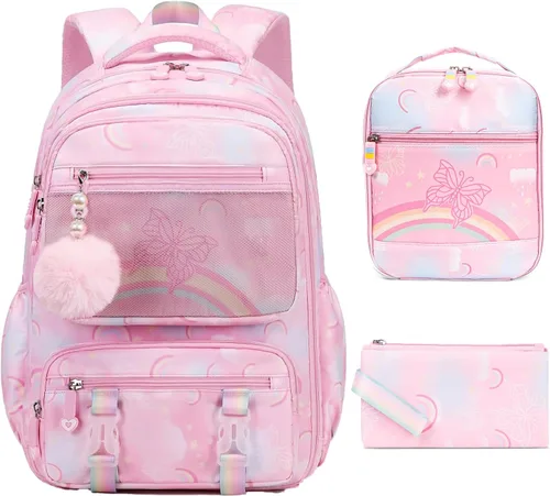 Vista 9 de Mochila Kawaii Starry Rainbow Bookbag para niño y niña