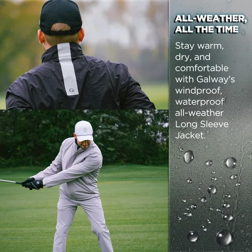Vista 6 de Long Sleeve Golf Rain Jacket - Three Layer Long Sleeve Golf Jackets for Men, Lightweight and Breathable