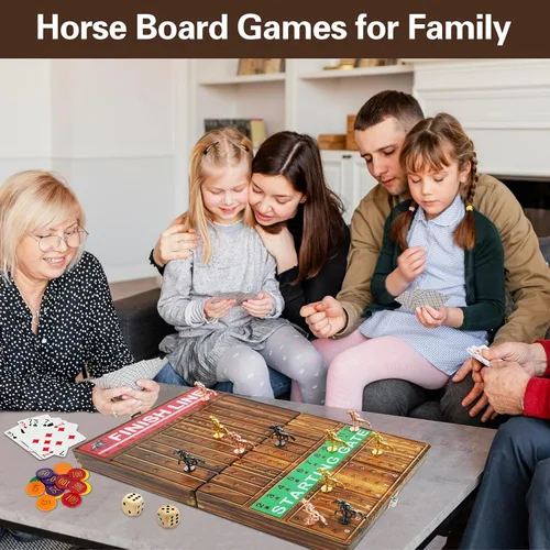 Vista 5 de FUNNYB&G Juego de mesa de carreras de caballos de 21 pulgadas, plegable, grande, juego de carreras de caballos para adultos con 11 caballos