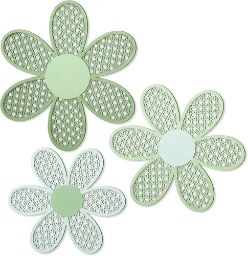 Vista 10 de Maitys 3 piezas de decoración de pared de margaritas bohemias, flores de ratán natural, arte bohemio de madera, flores de guardería, decoración