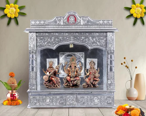Vista 5 de Mandir de plata para el hogar - blanco oxidado - sin puerta (grande)