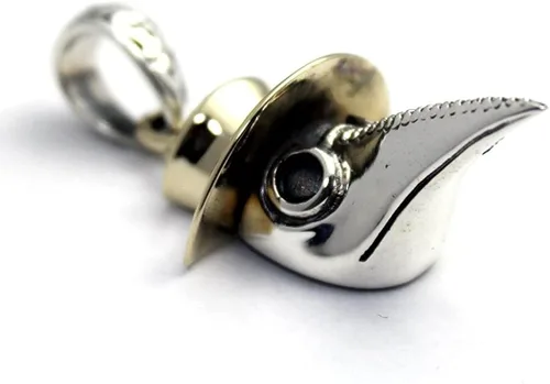 Vista 3 de Colgante de plata de ley 925 de COSUMOSU Steampunk Plague Doctor Bird Beak Mask