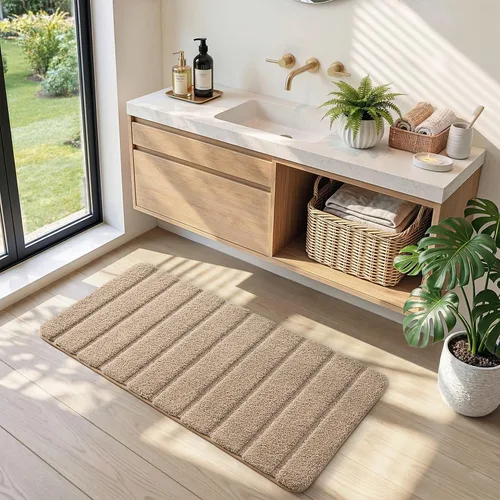 Vista 4 de DEXI Alfombras de baño de 30 x 17 pulgadas, lavables a máquina, antideslizantes, de microfibra suave, absorbente, de secado rápido, para suelo