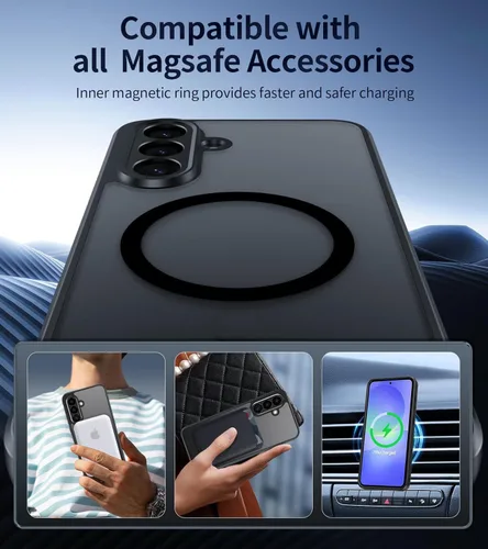 Vista 3 de HikerClub Funda magnética para Galaxy A16 (2024), compatible con cargador inalámbrico, ajuste delgado, Amti-Scratch, translúcido, mate, cubierta