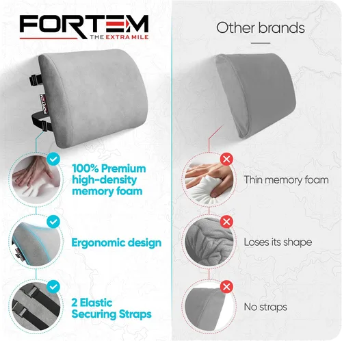 Vista 7 de FORTEM Almohada de apoyo lumbar para silla de oficina, almohada de apoyo Gris claro