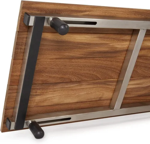Vista 4 de Asiento de bañera portátil extraíble Bridgeport de 27 pulgadas, madera de teca natural
