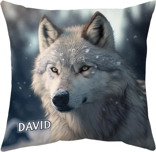 Vista 11 de Hyturtle Almohada personalizada de lobo (inserto incluido), regalos para hombres y mujeres para papá y esposo, regalos de cumpleaños para niños