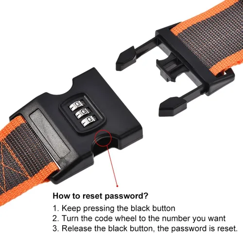 Vista 2 de uxcell Correas de equipaje, cinturones de maleta con hebilla, cerradura de combinación, 2 Mx5 cm ajustable PP bolsa de viaje accesorios de embalaje