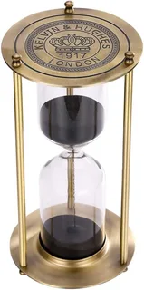 Reloj de arena con temporizador de arena de 15 minutos, reloj de arena negra de latón vintage, reloj de arena pequeño de metal de 15 minutos, reloj