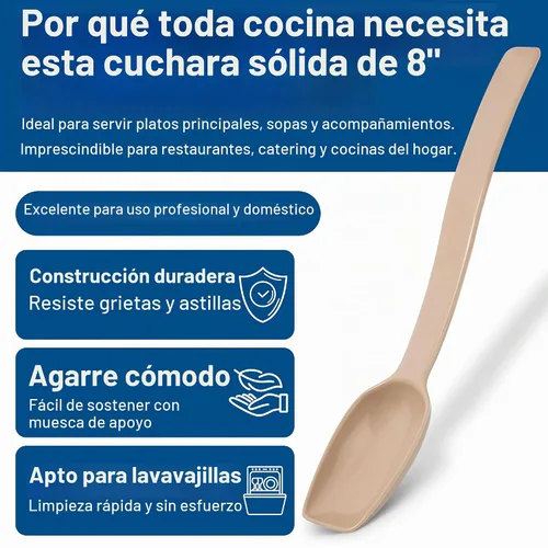 Vista 3 de Cucharas para servir Carlisle, sólidas y perforadas, para buffet/ensaladas 0.25 oz - 0.8 oz (paquete de 12 unidades), Beige, 12