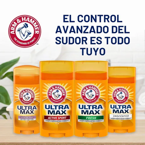 Vista 8 de ARM & HAMMER ULTRA MAX Desodorante, aroma fresco, barra sólida de 2.6 oz, paquete de 4