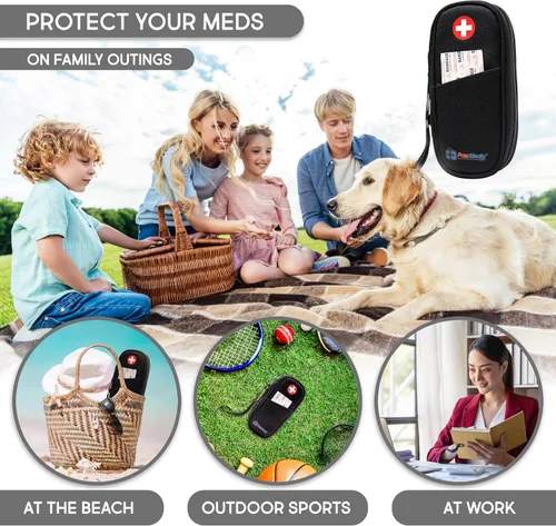 Vista 7 de PracMedic Bags Epipen - Estuche de transporte aislado para bolígrafos Epipens, Auvi-Q, inhalador, medicamentos para alergias y suministro de Negro