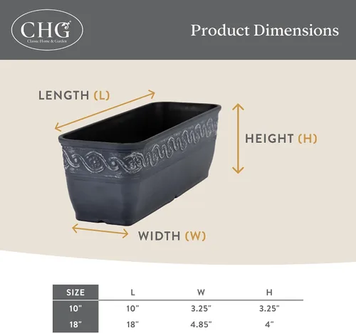 Vista 5 de Classic Home and Garden Jardinera Corinthian Trough, 10", Bronce