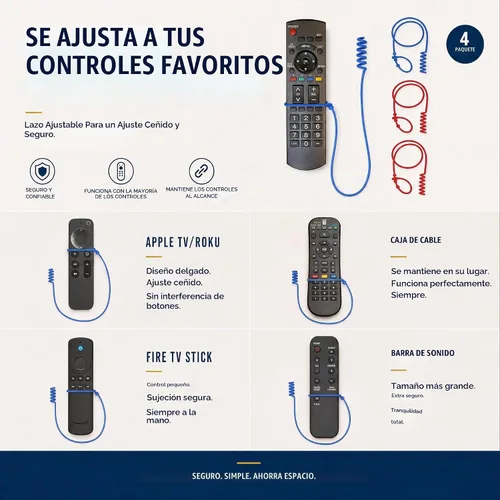Vista 3 de Remote Leash 4-Pack, Remote Control Tether, Adjustable 2 Blue & 2 Red Azul /Rojo