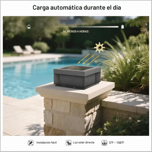Vista 4 de MVBT Luz solar de poste de 11.8 pulgadas, luces de pilar modernas para exteriores, impermeable, 3000 K, lámpara LED de columna de puerta de patio