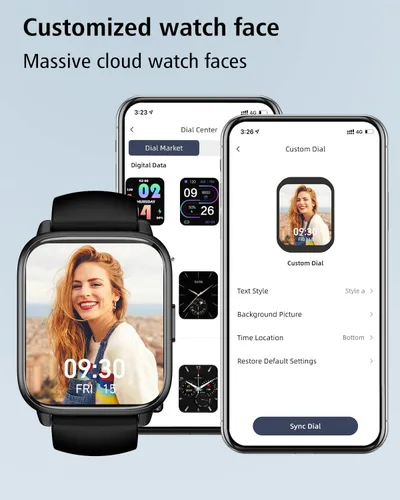 Vista 4 de RUIMEN Relojes inteligentes para hombres y mujeres (respuesta/hacer llamadas, 2 bandas incluidas), reloj inteligente de 1.8 pulgadas para teléfonos