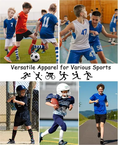 Vista 7 de Camiseta de compresión de manga larga para niños, paquete de 3 camisetas deportivas de béisbol para niños, capa base de secado rápido para fútbol
