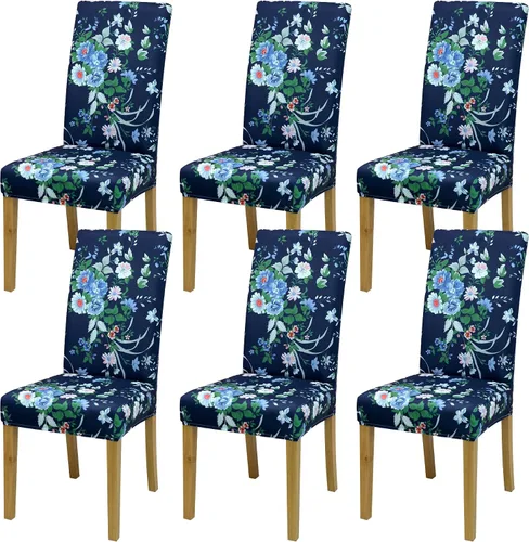 Vista 54 de Fundas para Sillas de Comedor, Juego de Fundas para Sillas de Comedor de 4 Piezas, Fundas Elásticas para Sillas de Cocina, Fundas para Sillas