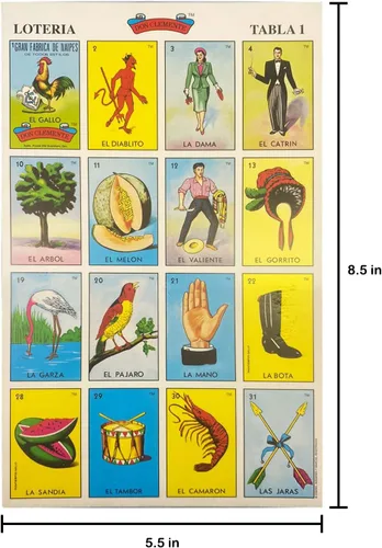 Vista 3 de Loteria Mexicana Tradicional Mini Don Clemente 20 Jugadores 160 Fichas - Juego de mesa mediano de bingo mexicano, 160 fichas de plástico para 20