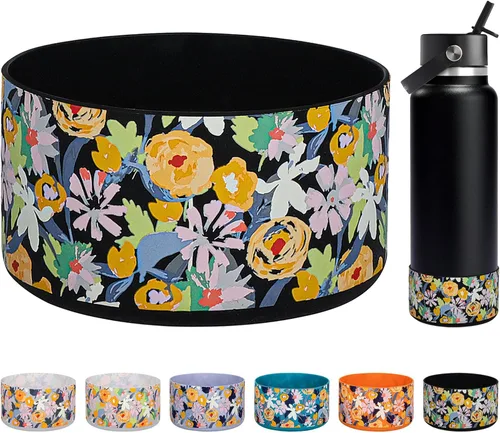 Vista 42 de HEYSKAY Bota protectora de silicona para botella de agua Hydro Flask, botella de agua de boca ancha, protector inferior de silicona antideslizante
