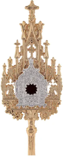 Vista 2 de Holyart Mini relicario neogótico en latón dorado h 8.9 in