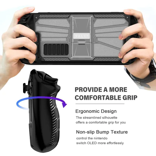 Vista 4 de Adjustable Kickstand Protective Case for Steam Deck, Mensican TPU PC Cover Protector with Stand Base, Shock-Absorption, Non-Slip and Anti-Scratch