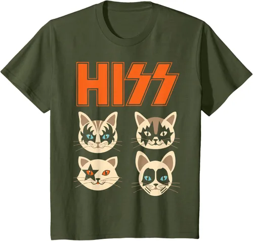 Vista 10 de Camiseta Hiss Funny Cats Kittens Rock Rockin, Negro