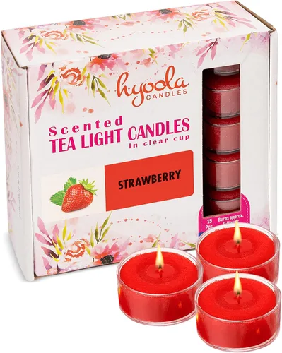 Vista 13 de HYOOLA Velas aromáticas de vela – Taza transparente – Velas perfumadas de vainilla – 6 horas de tiempo de combustión – Paquete de 15 – Fabricado