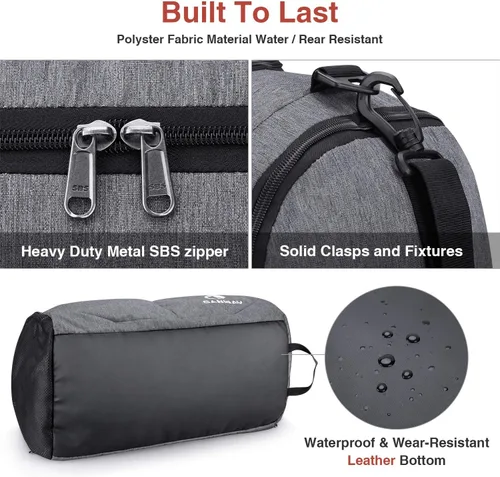 Vista 5 de Canway Bolsa deportiva para gimnasio, bolsa de viaje con bolsillo húmedo y compartimento para zapatos para hombres y mujeres, 45L, ligera
