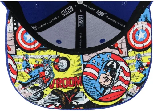 Vista 5 de Marvel Capitán América Youth Comic UV ajustable Snapback Flat Bill Cap Royal Blue, Azul Real