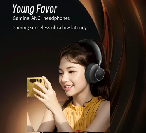 Vista 4 de Auriculares inalámbricos con cancelación activa de ruido, Bluetooth 5.3 sobre la oreja con controladores de alta fidelidad de 1.575 pulgadas Negro 2