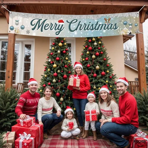 Vista 6 de KatchOn, Cartel de Feliz Navidad para patio, grande, 120 x 20 pulgadas, pancarta de Feliz Navidad al aire libre para decoraciones de Navidad