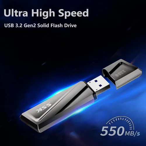 Vista 6 de SSK Unidad flash USB de 128 GB de hasta 550 MB/s USB 3.2 Gen2 Externel Thumb Drive Compatible con función OTG, memoria USB A+C rápida