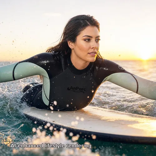 Vista 5 de Traje de neopreno de 0.118 pulgadas para mujer, natación en agua fría con cremallera trasera, adecuado para buceo, natación, surf, esnórquel y otros