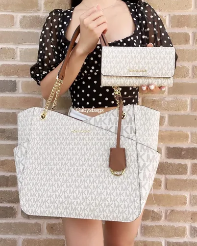 Vista 4 de Michael Kors MICHAEL Michael Kors Jet Set Travel Large Chain Shoulder Tote bundled Jet Set Travel Trifold Wallet