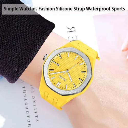 Vista 2 de SKMEI Watches for Men Silicone Easy Read Waterproof Sport Casual Fashion Analog Quartz Luminous Fathers Gifts Black Wrist Watch
