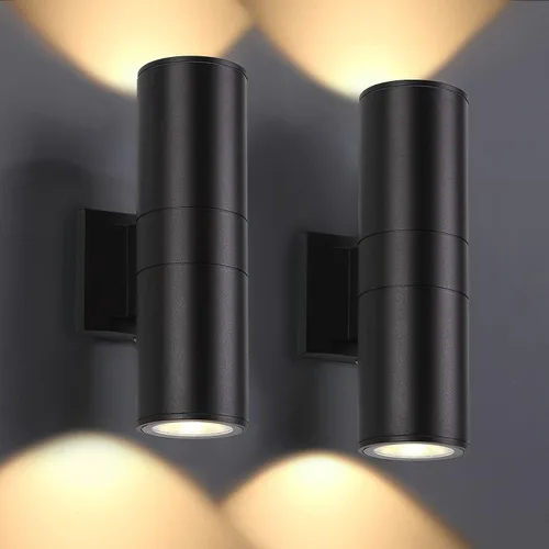 Vista 12 de DAKAFUL 5CCT - Luces de pared regulables para exteriores, paquete de 2 unidades, 3000 K, 5000 K, 6000 K, cilindro LED integrado, luz de aluminio