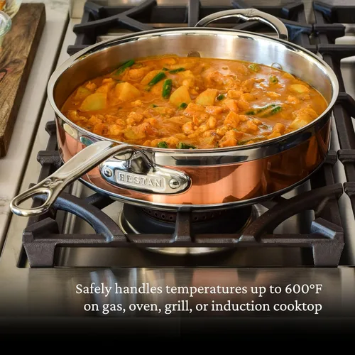 Vista 18 de Hestan - Colección CopperBond - Cacerola de cobre 100% puro, compatible con cocina de inducción, 1.5 cuartos