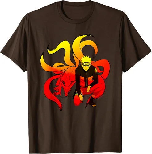 Vista 6 de Naruto Shippuden Naruto and 9 Tails - Camiseta de manga corta Negro