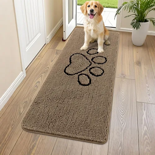 Vista 141 de Smiry Tapete para puerta de perro para patas fangosas, absorbente y Gris y negro