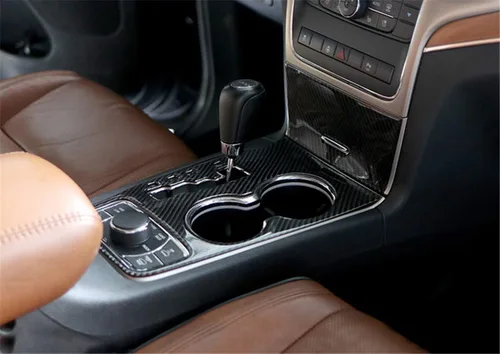 Vista 6 de YOCTM Compatible con Jeep Grand Cherokee 2011 2012 2013 Cubierta de palanca de cambios Accesorios interiores de fibra de carbono real consola