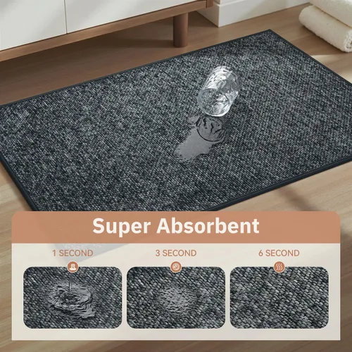 Vista 2 de PADOOR Tapetes de baño finos, trenzados para baño, tapetes de baño con parte trasera de goma antideslizante, lavables a máquina y de secado rápido
