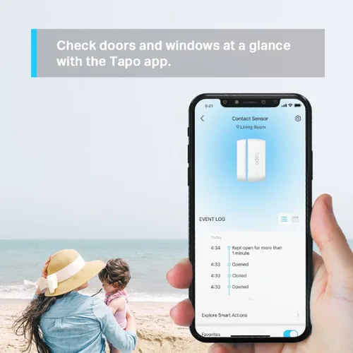 Vista 8 de Kit de inicio del sensor Tapo de TP-Link: "1 x Hub H100" + "1 x Sensor de movimiento T100" + "1 x Sensor de contacto T110