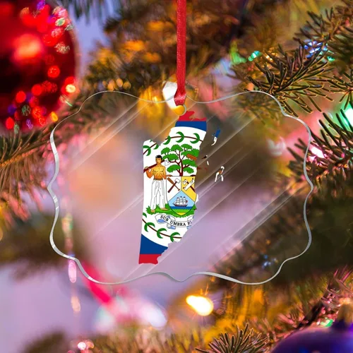 Vista 13 de Silueta de bandera de Bielorrusia, adornos de árbol de Navidad, bandera nacional, recuerdo de Navidad, adornos acrílicos de Bielorrusia