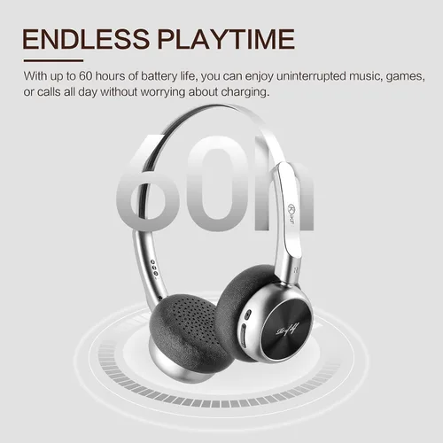 Vista 5 de iKF R1 - Auriculares Bluetooth inalámbricos retro, 60 horas de reproducción, ajuste cómodo 38ms Low Latency, Multipoint Connect, Built-in Mic, App