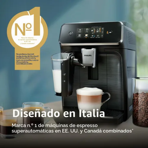 Vista 7 de Philips Máquina de café espresso totalmente automática serie 2300 con sistema de leche LatteGo y molinillo integrado, 4 preajustes de café y agua
