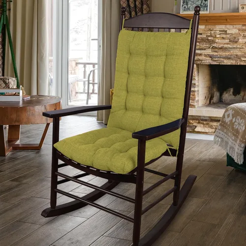 Vista 13 de ELFJOY Cojín extragrande para silla mecedora, de lino grueso, para respaldo y asiento, juego de 2 piezas con lazos