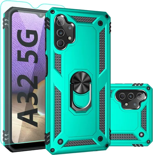 Vista 11 de Funda para Galaxy A32 5G, A32 5G, con protector de pantalla, [grado militar] 16 pies, cubierta probada contra caídas con soporte magnético para Negro